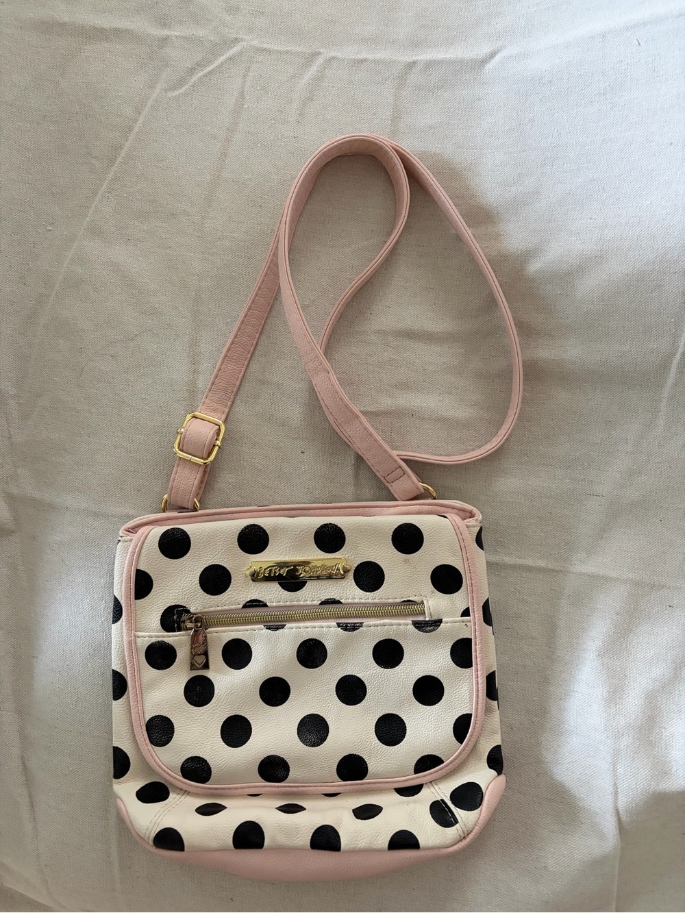 Polka Dot Crossbody Bag in Pink and White - Cute Everyday Shoulder Bag